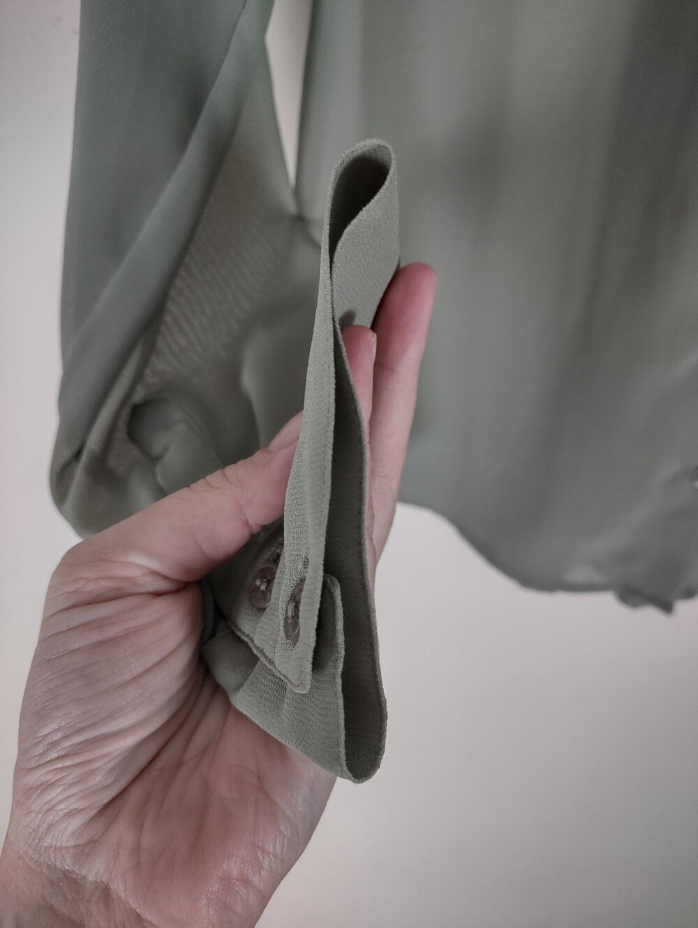 GUESS Los Angeles Sheer Sage Green Button-Down Shirt - Size Small - Picture 4 of 9
